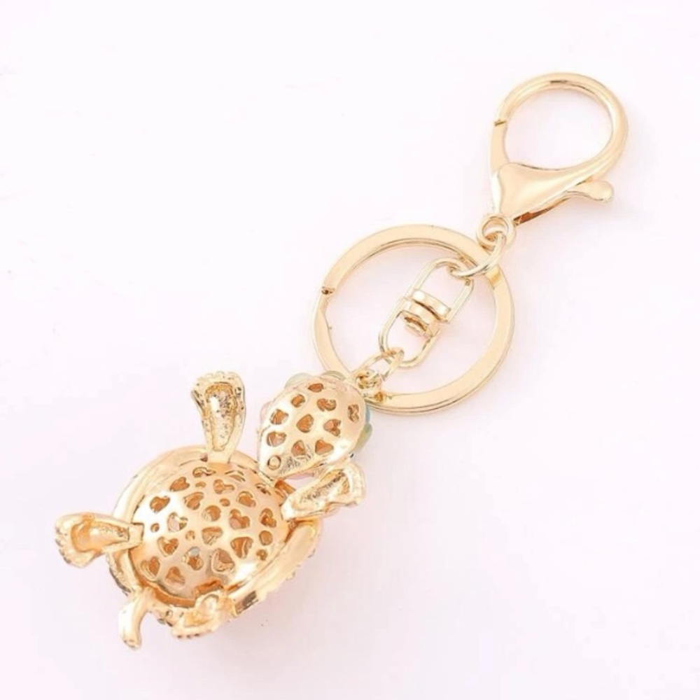 Rhinestone Turtle Charm Keychain - NEW - Picture 3 of 3